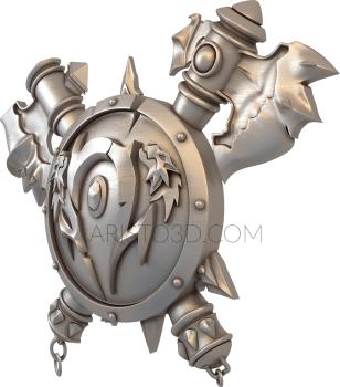 Free examples of 3d stl models (Coat of arms with axes. Download free 3d model for cnc - USGR_0293) 3D