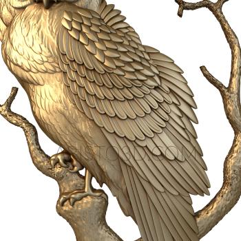 Free examples of 3d stl models (Owl on a branch. Download free 3d model for cnc - USJV_0010) 3D