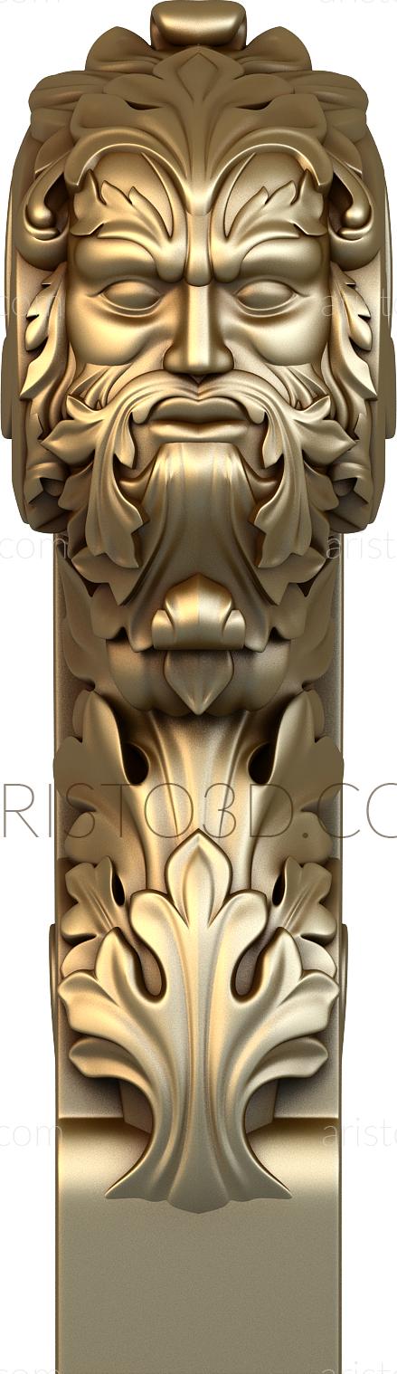 Bracket with face. Free examples of 3d stl models (Bracket with face. Download free 3d model for cnc - USKR_0084) 3D