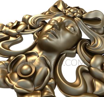 Free examples of 3d stl models (Female face. Download free 3d model for cnc - USMS_0025) 3D