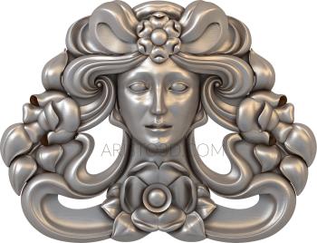 Free examples of 3d stl models (Female face. Download free 3d model for cnc - USMS_0025) 3D