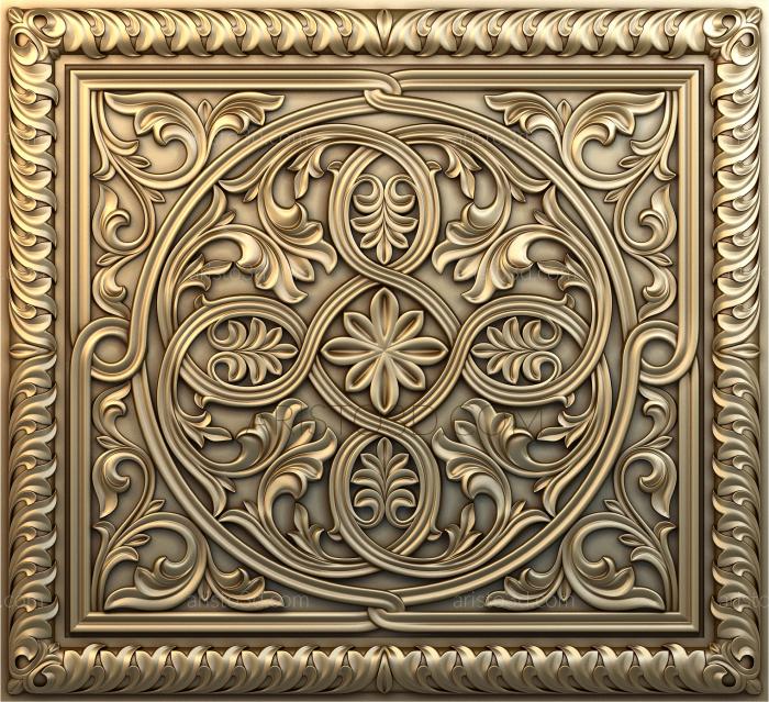 Panel with framed flowers. Free examples of 3d stl models (Panel with framed flowers. Download free 3d model for cnc - USPC_0155) 3D