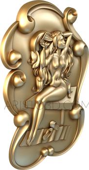 Free examples of 3d stl models (Woman brushing her hair. Download free 3d model for cnc - USPD_0021) 3D