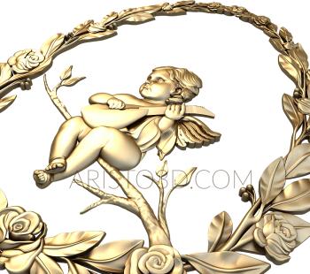 Free examples of 3d stl models (Angel on a branch. Download free 3d model for cnc - USPD_0370) 3D