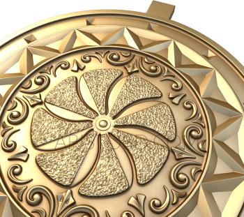 Free examples of 3d stl models (Carved rosette with a flower. Download free 3d model for cnc - USPD_0418) 3D