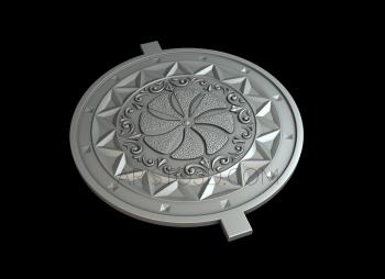 Free examples of 3d stl models (Carved rosette with a flower. Download free 3d model for cnc - USPD_0418) 3D