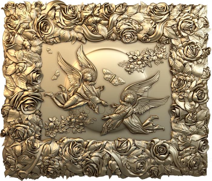 Free examples of 3d stl models (Panel flowers and angels. Download free 3d model for cnc - USPH_0019) 3D
