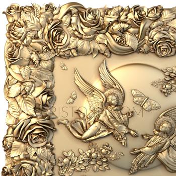 Free examples of 3d stl models (Panel flowers and angels. Download free 3d model for cnc - USPH_0019) 3D