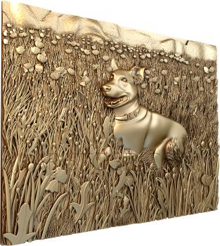 Free examples of 3d stl models (Dog in the field. Download free 3d model for cnc - USPH_0259) 3D