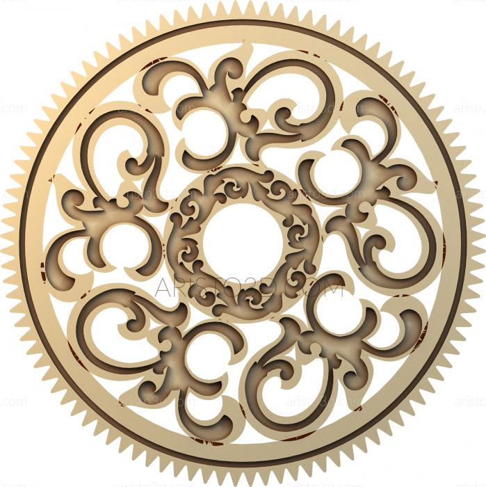 Round decorative rosette. Free examples of 3d stl models (Round decorative rosette. Download free 3d model for cnc - USRZ_0513) 3D