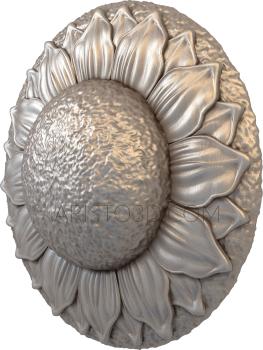 Free examples of 3d stl models (Sunflower decorative rosette. Download free 3d model for cnc - USRZ_0549) 3D