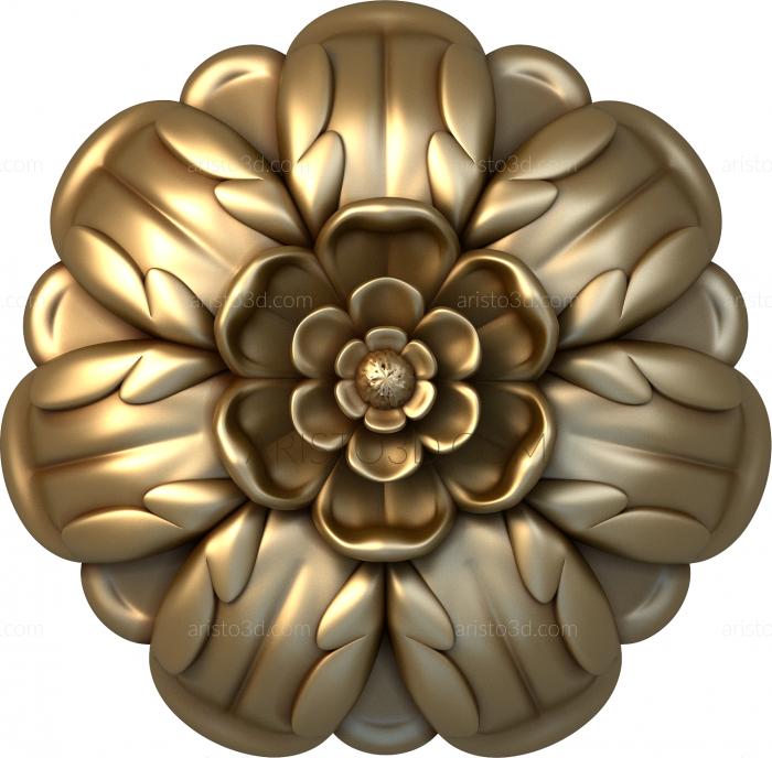 Free examples of 3d stl models (Rosette flower. Download free 3d model for cnc - USRZ_1196) 3D
